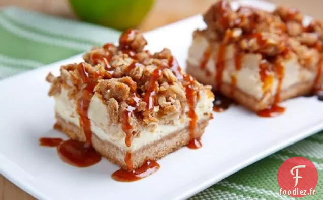 Barres de Gâteau au Fromage aux Pommes Et au Caramel