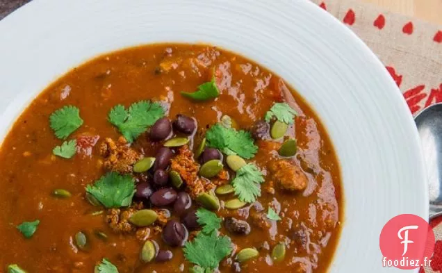 Soupe au Chorizo à la Citrouille et aux Haricots Noirs