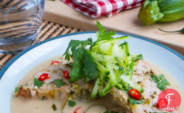 Pain de Viande de Dinde au Curry Vert Thaï et Courgettes dans une Sauce au Curry Vert au Lait de Coco