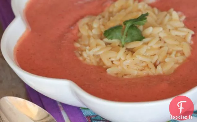 Soupe de Tomates Maigre avec de l'Orzo au fromage