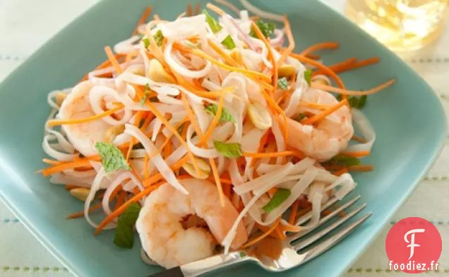 Salade de Crevettes Fraîches et de Carottes avec Vinaigrette Thaïlandaise Rapide