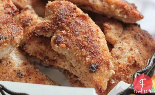 Tendres De Poulet En Croûte d'Amandes Et De Parmesan