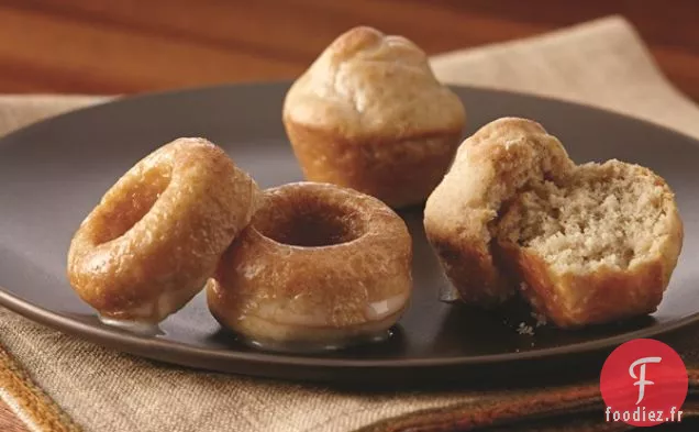 Mini Beignets Cuits au Four avec Glaçage à la Vanille, à l'érable ou au Moka