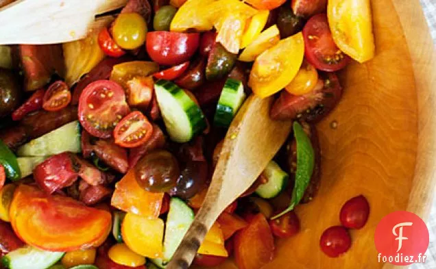 Salade de Tomates, Concombres et Basilic