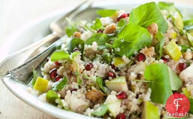 Quinoa au Cresson Poivré, Poires et Grenade