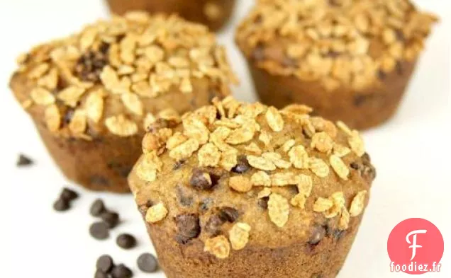 Muffins aux Pépites de Chocolat et à la Banane avec Garniture Croustillante au Granola