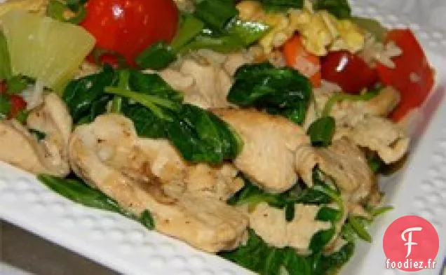 Pousses de Pois et Poulet à la Sauce à l'Ail