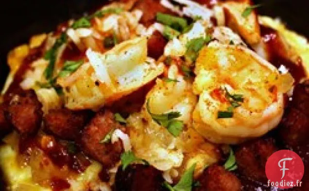 Crevettes et Gruau Avec Kielbasa