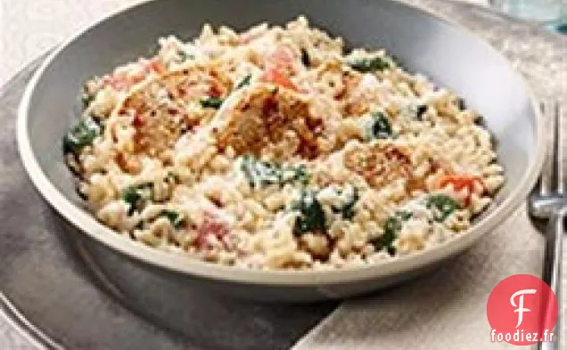 Dîner Crémeux de Riz, Poulet et Épinards