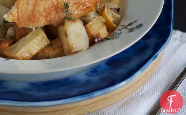 Poulet Rôti Salé au Citron, à l'Ail et aux Pommes de Terre