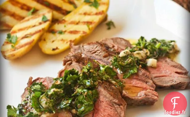 Steak de Fer Plat Grillé avec Chimichurri et Pommes de terre Fingerling