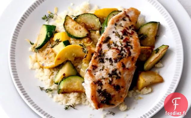 Courgettes Sautées au Poulet Citron-Thym