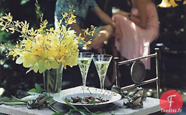 Rouleaux d'Aubergines Japonaises grillées au Stilton, Poivron Rouge et Cresson