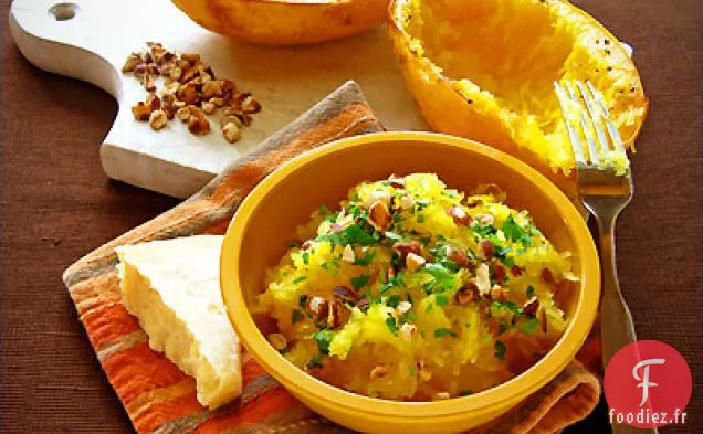 Courge Spaghetti Rôtie aux Petits Pois et aux Herbes