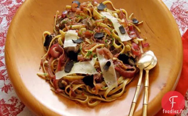 Fettuccine de Foie de Poulet aux Truffes et Grains de Poivre Rose