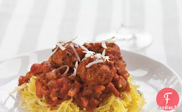 Boulettes de Viande sans Viande sur Courge Spaghetti aux Herbes