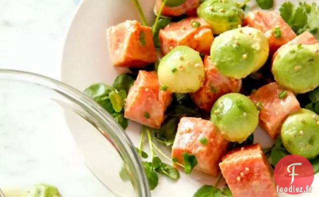 Salade Marinée de Saumon Sauvage d'Alaska et d'Avocat au Cresson