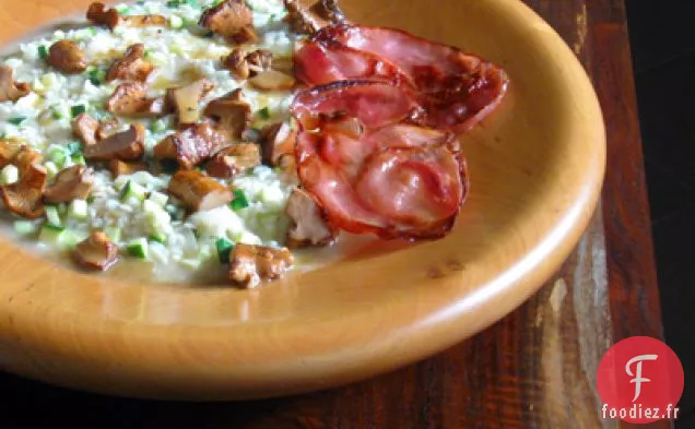Risotto aux Chanterelles aux Courgettes et Prosciutto Frit