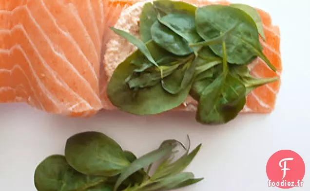 Saumon Rôti Farci aux Épinards