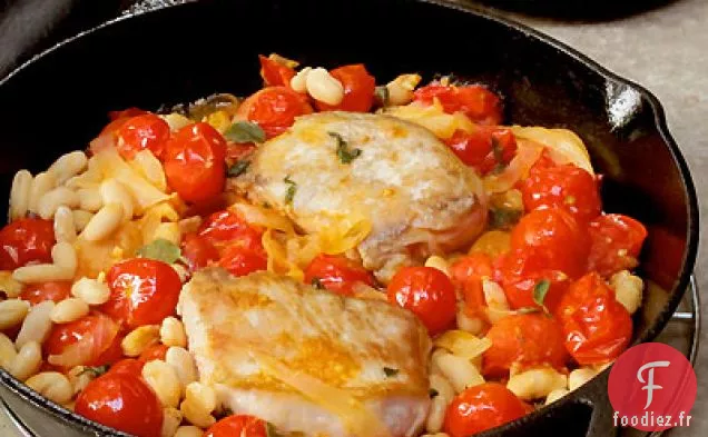 Surlonge de Porc Braisée aux Tomates, Haricots Blancs et Sauge