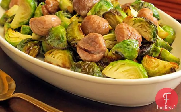 Châtaignes Caramélisées et Choux de Bruxelles dans un Glaçage au Vinaigre de Cidre