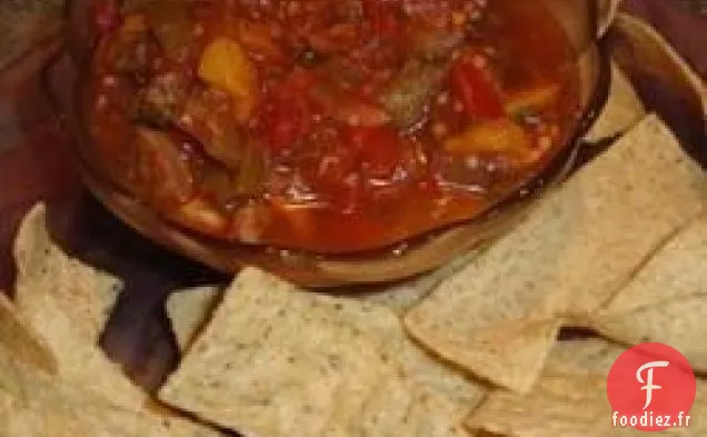 Salsa d'Aubergines et Chips de Pita Maison