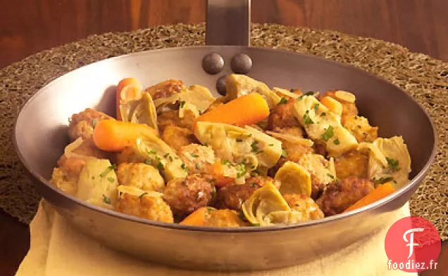 Boulettes de Poulet aux Artichauts et Carottes