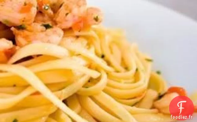 Crevettes à l'eau-de-Vie avec Pâtes