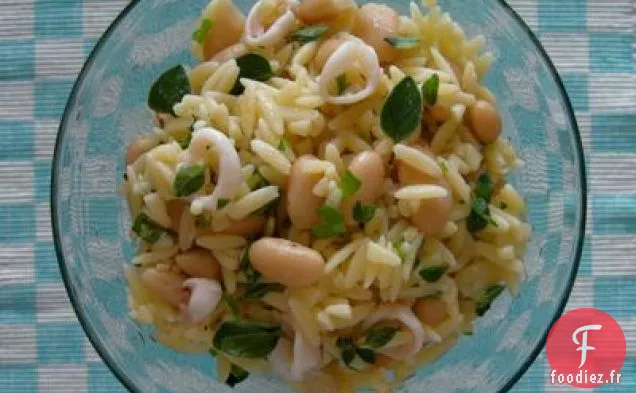 Orzo Méditerranéen aux Haricots Blancs et Calamars