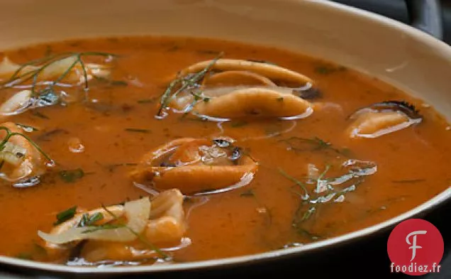 Soupe de Tomates Rôties aux Moules et Fenouil