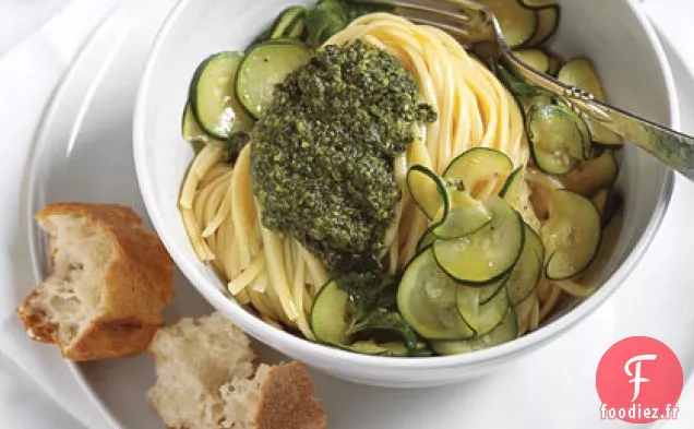 Pâtes au Pesto de Basilic aux Courgettes et à la Menthe