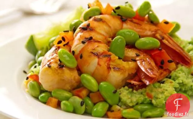 Salade d'Edamame Tiède et de Crevettes
