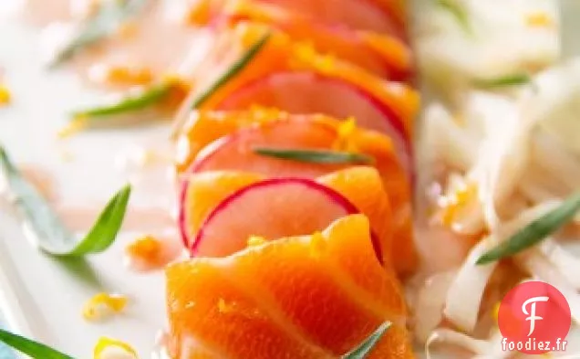 Crudo de Ventre de Saumon au Fenouil et Mandarine Gastrique