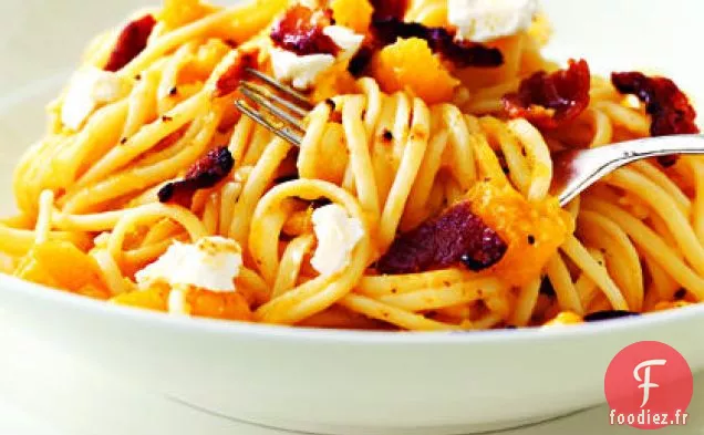Linguine à la Courge, au Bacon et au Fromage de Chèvre