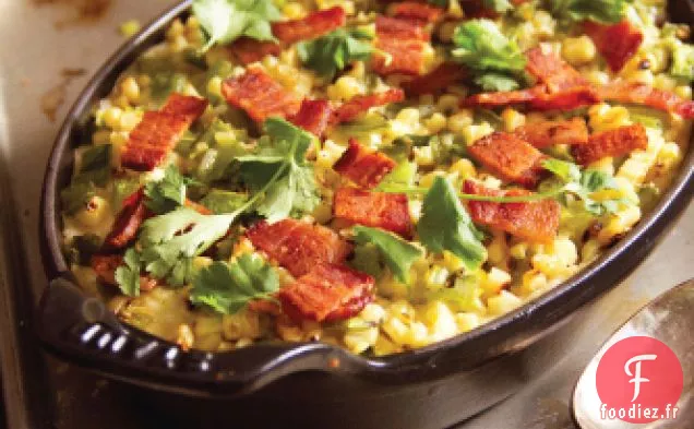 Comment Faire cuire du Gruau avec du Maïs Grillé, des Piments Grillés et de la Fontina