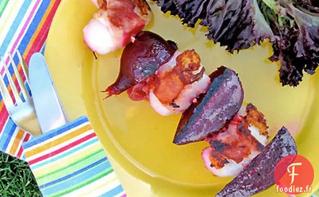 Brochettes de Pétoncles avec Betteraves et Prosciutto