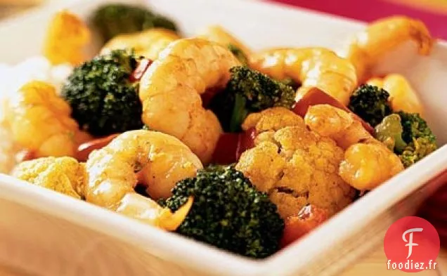 Sauté de Crevettes au Curry et à la Noix de Coco