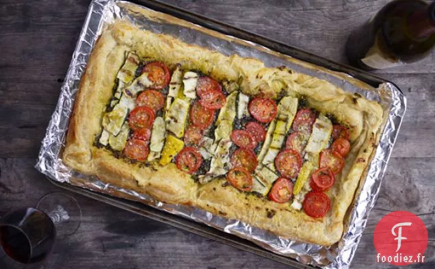 Tarte aux Courgettes, Tomates et Pesto