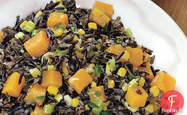 Riz Sauvage À La Courge Musquée, Poireaux Et Maïs