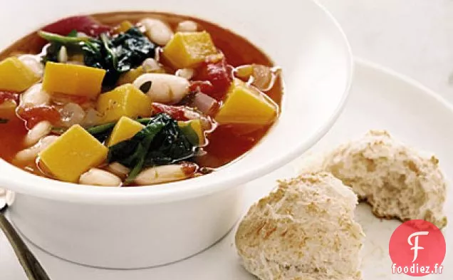 Soupe de Courge et Haricots Blancs avec Biscuits au Parmesan