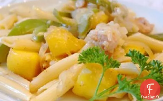 Poulet et Pâtes dans une sauce à la Crème de Mangue
