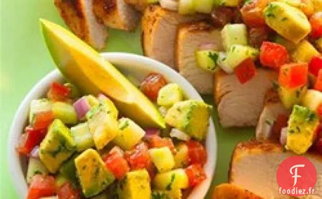 Poulet Frotté au Cumin avec Salsa à l'Avocat