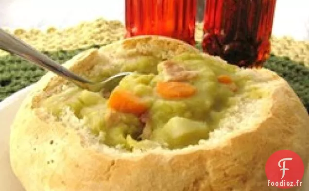 Soupe de Pois Cassés à la Mijoteuse avec Bacon et Pommes de terre Rissolées