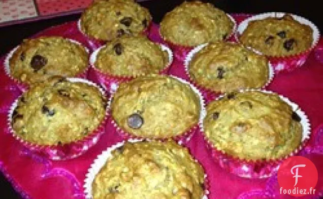 Muffins Sains à la Banane Et aux Pépites de Chocolat à l'Avoine