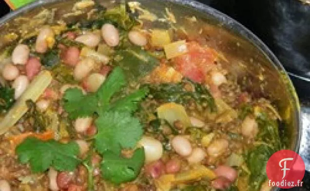 Épinards, Lentilles Rouges et Curry de Haricots