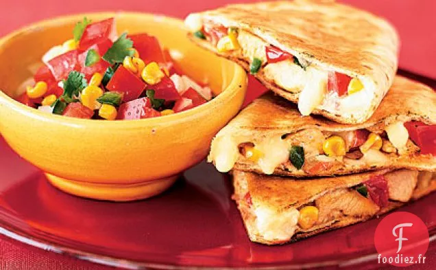 Quesadillas De Poulet Avec Salsa De Maïs Rôtie