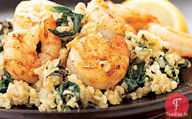 Risotto de Boulgour Citron-Menthe aux Crevettes à l'Ail