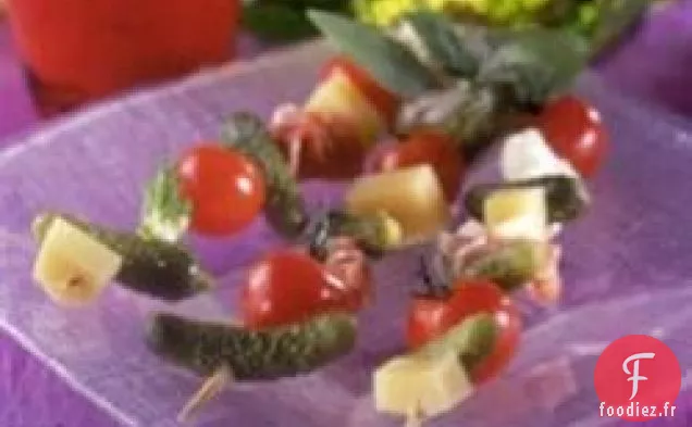Brochettes de Jambon et Fromage avec Cornichons MAILLEMD Croquants
