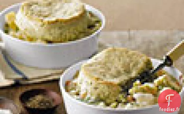 Potpies de Morue avec Croûtes de Biscuits à l'Aneth