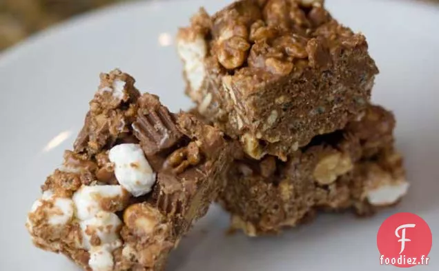 Carrés Krispy au Chocolat au Lait Et au Beurre d'Arachide